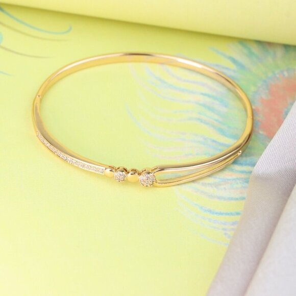 Radiant Rose Gold Bangle with Pave & Beaded Detailing, XPBL0416 - Picture 3 of 12